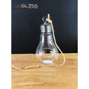 Bulb 18.5 cm. - แจกันแขวน Terrarium ทรงหลอดไฟ เนื้อใส ความสูง 18 ซม.